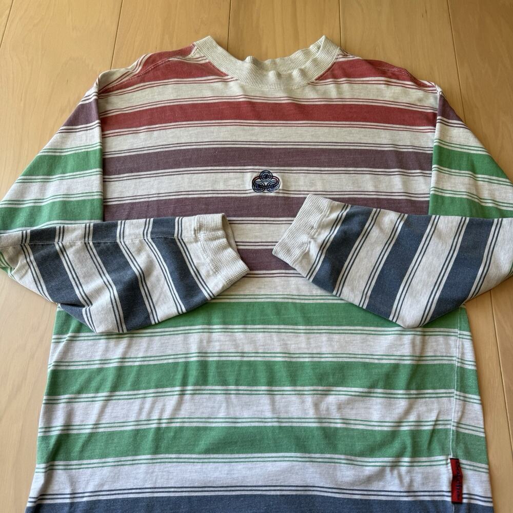 Vintage Gotcha Skateboards Shirt M Gray Stripe Multicolor 90s Skateboards - Picture 4 of 9
